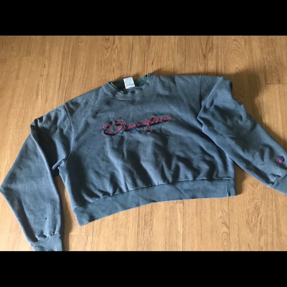 champion cropped charcoal sweatshirt